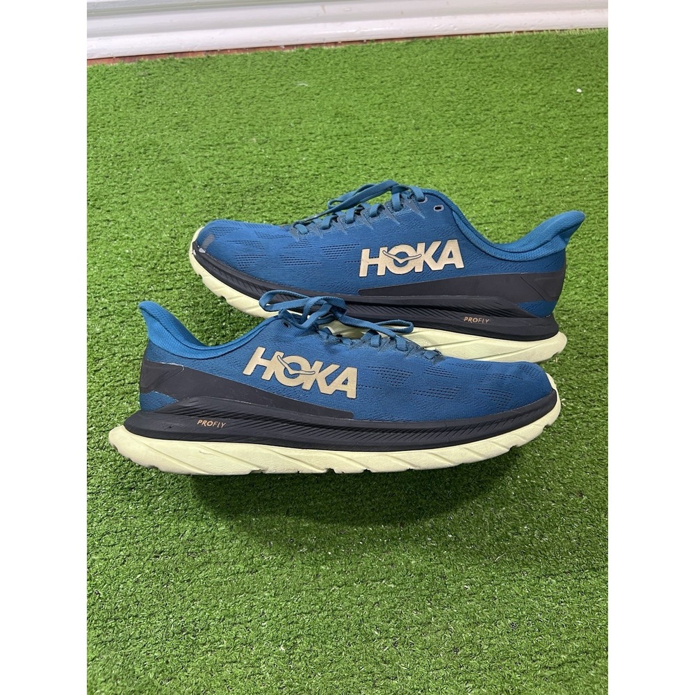Hoka One One Mach 4 Blue Running Shoes Mens Size 12 D Teal Blue Athleisure